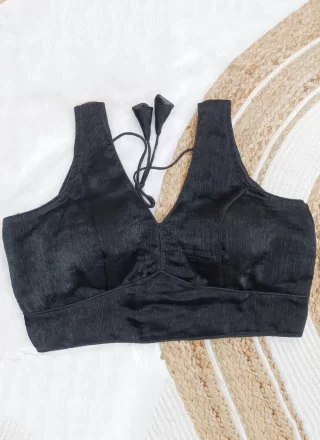 Black Chiffon Blouse In Plain for Women