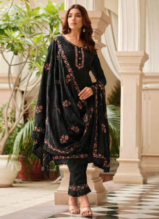 Black Chinon Salwar Suit