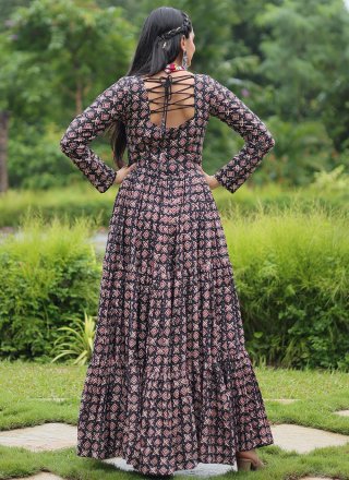 Black Cotton  Designer Gown