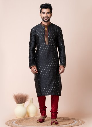 Black Cotton Kurta Pyjama