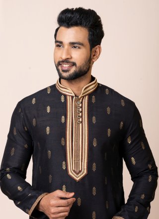 Black Cotton Kurta Pyjama