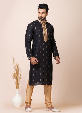 Black Cotton Kurta Pyjama