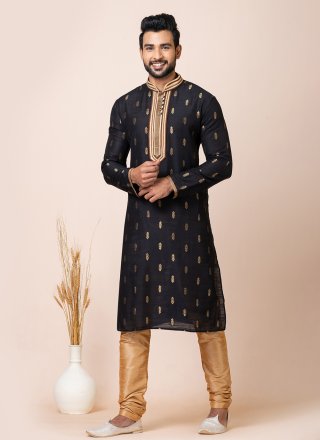 Black Cotton Kurta Pyjama