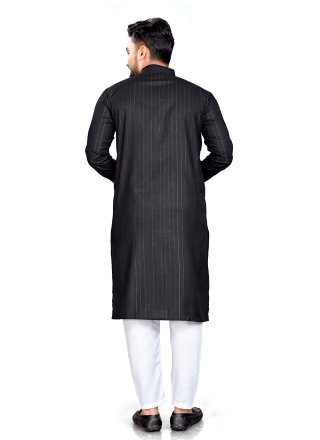 Black Cotton Kurta Pyjama