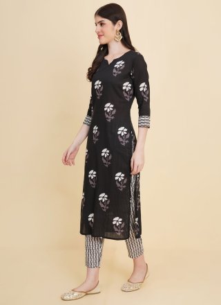 Black Cotton Trendy Suit
