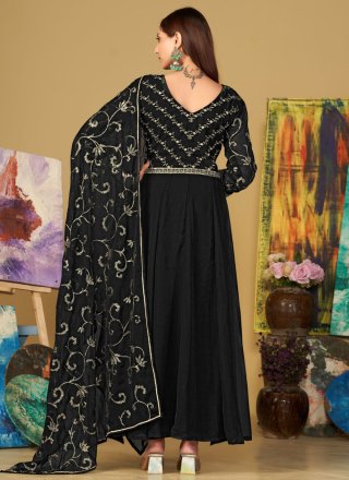 Black Embroidered Work Georgette Salwar Suit