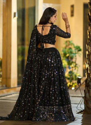 Black Georgette A - Line Lehenga Choli