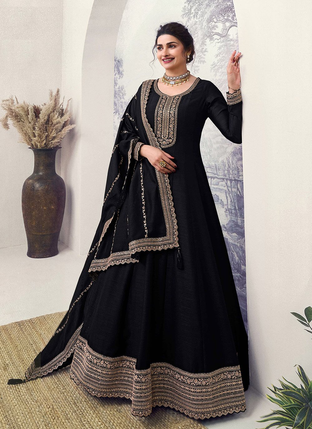 Black velvet anarkali best sale