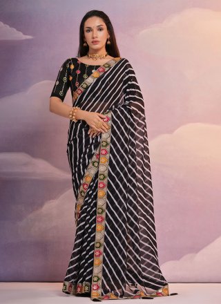 Black Chiffon Saree With Heavy Blouse 5149SR06