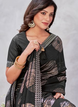 Black Georgette Contemporary Sari