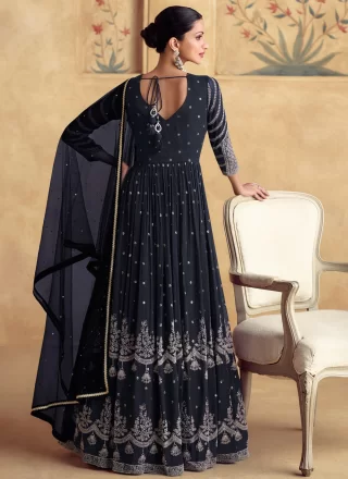 Black Georgette  Designer Gown with Embroidered Work for Women