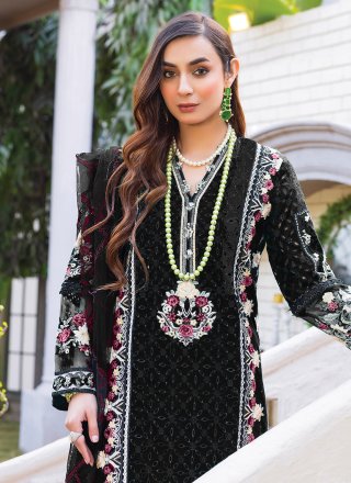 Black Georgette Embroidered Work Salwar Suit for Ceremonial