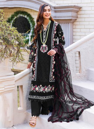 Black Georgette Embroidered Work Salwar Suit for Ceremonial