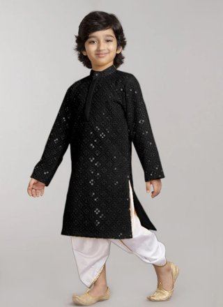 Black Georgette Mirror Work Dhoti Kurta