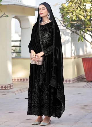Black Georgette Salwar Suit with Embroidered Work