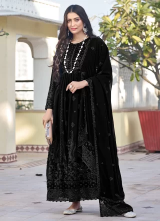 Black Georgette Salwar Suit with Embroidered Work
