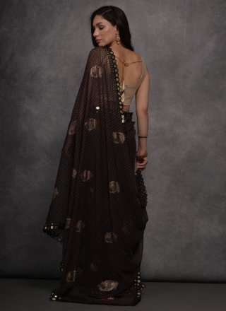 Black Georgette Trendy Saree with Patch Border Work for Casual