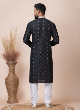 Black Jacquard Kurta Pyjama