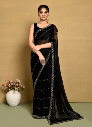 Black JIMMY CHU Hand Work Contemporary Sari