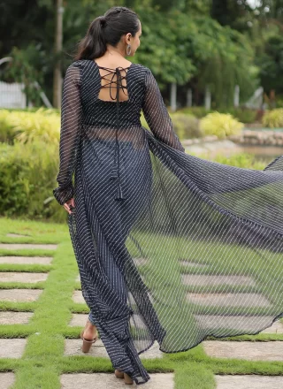 Black Mirror and Patch Border Work Faux Georgette Casual Kurti