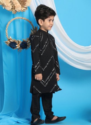 Black Mirror Work Georgette Kurta Pyjama