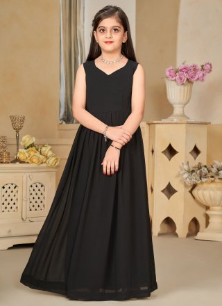 Black Muslin Gown Kids Wear