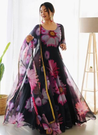 Black Organza  Designer Gown