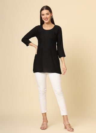 Black Party Wear Kurti Silk Blend Thread Kurti and Black Party Wear Kurti Silk Blend Thread Tunic Online Shopping Page 4