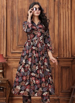 Black Rayon Designer Kurti with