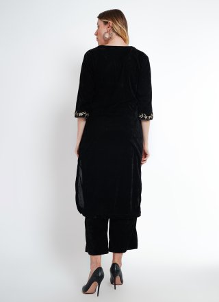 Black Rayon Embroidered Work Palazzo Salwar Suit