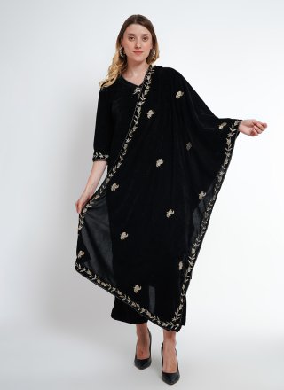 Black Rayon Embroidered Work Palazzo Salwar Suit