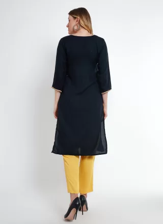 Black Rayon Lace Work Pant Style Suit for Women