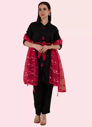 Black Rayon Salwar Suit In Plain