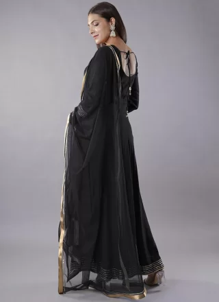 Black Rayon Salwar Suit with Embroidered Work