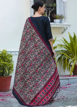 Black Silk Blend Salwar Suit with Embroidered Work for Women