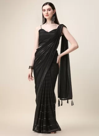 Riveting Morpeach Stone Faux Crepe Classic Designer Saree