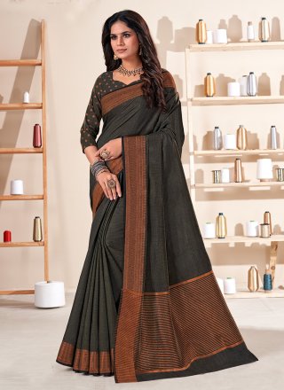 Black Silk Woven Work Classic Saree