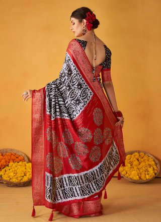 Black Tussar Silk Trendy Saree