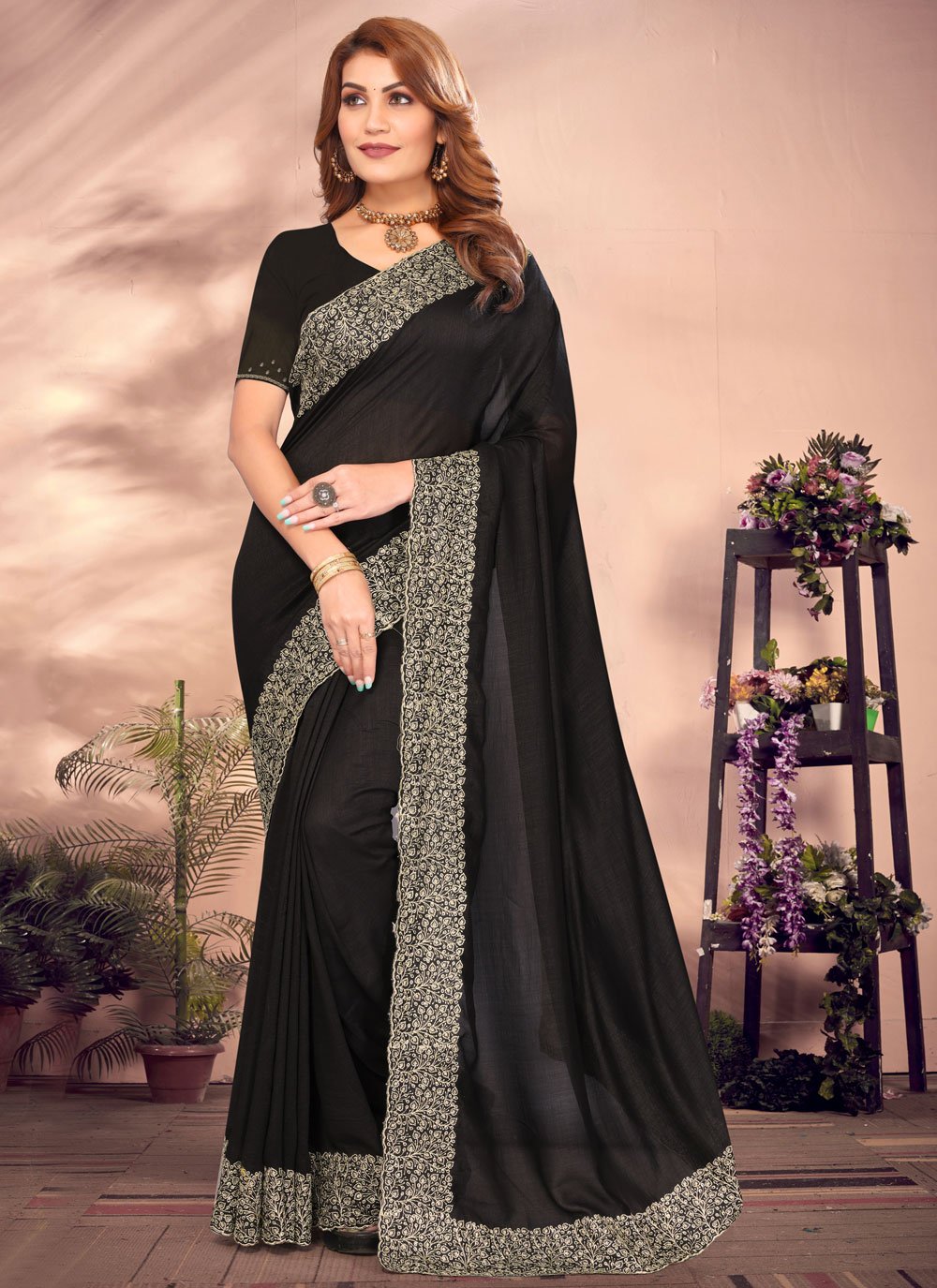 Store Black vichitra silk Designer Saree Beautiful And Stunning Look Saree,wedding saree