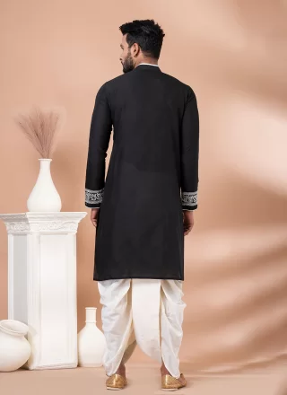 Black Viscose Embroidered Work Dhoti Kurta for Festival