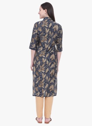 Black Viscose Party Wear Kurti with Print Work