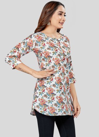 Blended Cotton Casual Kurti with Print Work
