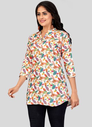 Blended Cotton Casual Kurti with Print Work