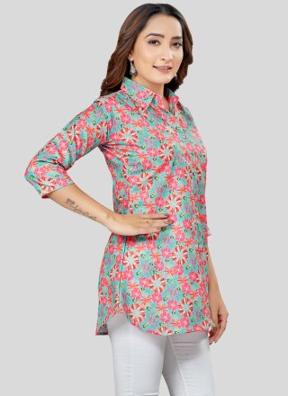 Blended Cotton Party Wear Kurti In Multi Colour