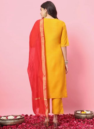 Blended Cotton Trendy Suit In Mustard