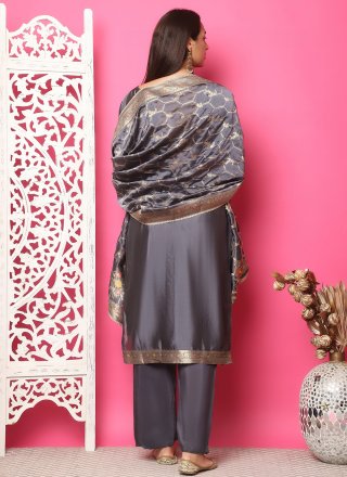 Blissful Grey Silk Pant Style Suit