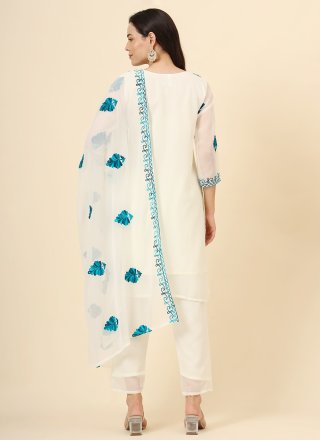 Blissful Rama Georgette Pant Style Suit with Chikankari and Embroidered Work