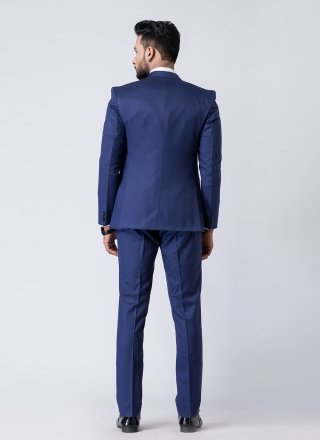 Blue and White Cotton Tuxedo Suit