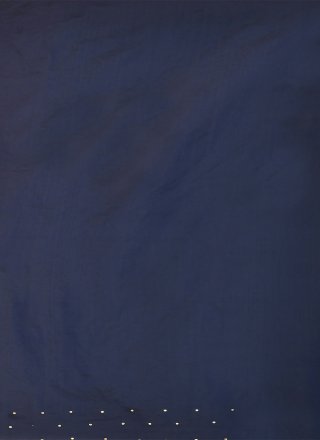 Blue and White Kanjivaram Silk Contemporary Sari with Hand Work for Ceremonial