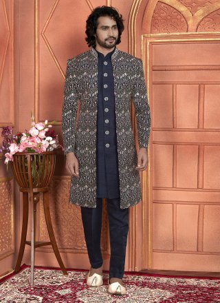 Blue Art Silk Indo Western with